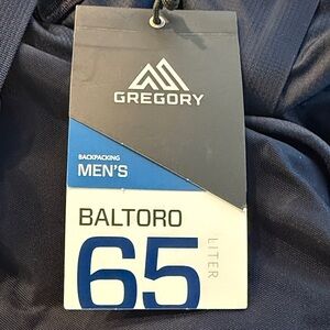 Gregory Men's Dark Blue Baltoro 65L Backpack with rain cover and day bag